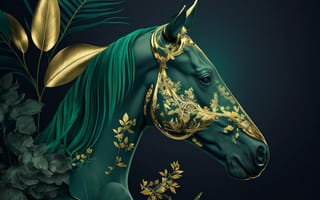 Картинка лошадь, конь, лошади, животные, портрет, арт, рисунок, цифровой