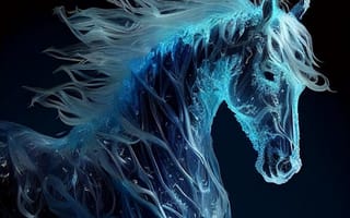 Картинка лошадь, конь, лошади, животные, портрет, арт, рисунок, цифровой, AI Art, ИИ арт, цифровое, сгенерированный, AI, ИИ