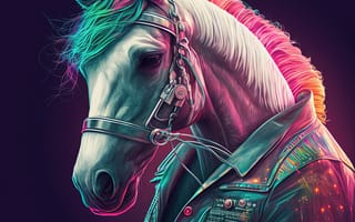 Картинка лошадь, конь, лошади, животные, портрет, AI Art, ИИ арт, цифровое, арт, сгенерированный, AI, ИИ, пиджак