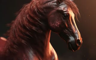 Картинка лошадь, конь, лошади, животные, вороной, портрет, арт, рисунок, цифровой