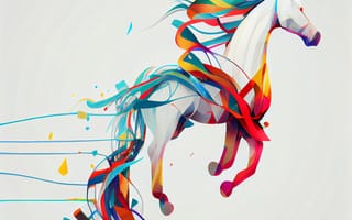 Картинка лошадь, конь, лошади, животные, белый, арт, рисунок, AI Art, ИИ арт, цифровое, сгенерированный, AI, ИИ