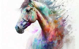 Картинка лошадь, конь, лошади, животные, портрет, арт, рисунок, акварель, акварельные, живопись, aрт