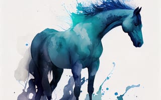 Картинка лошадь, конь, лошади, животные, арт, рисунок, акварель, акварельные, живопись, aрт, брызги, всплеск, мазок, краска, мазок красками, текстура, текстурные
