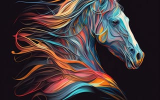 Картинка лошадь, конь, лошади, животные, amoled, амолед, черный, портрет, арт, рисунок, цифровой