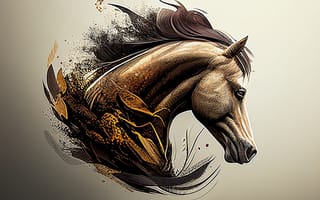 Картинка лошадь, конь, лошади, животные, коричневый, гнедой, арт, рисунок, портрет