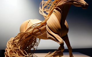 Картинка лошадь, конь, лошади, животные, AI Art, ИИ арт, цифровое, арт, сгенерированный, AI, ИИ, дерево, деревянный