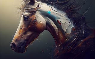 Картинка лошадь, конь, лошади, животные, портрет, живопись, aрт, арт, цифровой