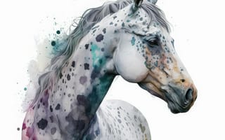 Картинка лошадь, конь, лошади, животные, портрет, арт, рисунок, акварель, акварельные, мазок, краска, мазок красками, живопись, текстура, текстурные, пятно