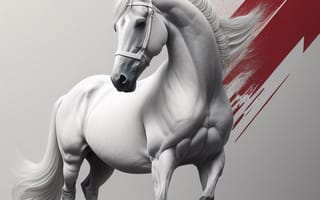 Картинка лошадь, конь, лошади, животные, белый, арт, рисунок