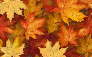Картинка осень, осенние, время года, сезоны, сезонные, лист, листья, листва, кленовый лист, клен, арт, ии, ai, цифровой