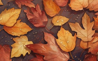 Картинка осень, осенние, время года, сезоны, сезонные, лист, листья, листва, капли, капли воды, капли дождя, дождь, роса, влага, влажный, капля росы, арт