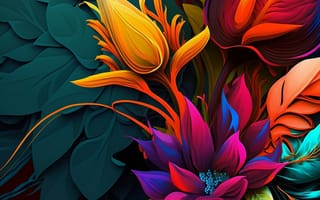 Картинка цветок, цветущий, рисованные, арт, лист, растение, AI Art, ИИ арт, цифровое, сгенерированный, AI, ИИ