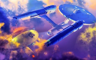 Картинка космос, космический корабль, галактика, научная фантастика, звезды, небо, обои