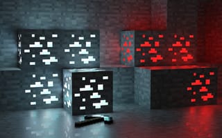 Картинка блоки, майнкрафт, добыча, графика, игра, кристаллы, освещение