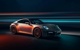 Картинка автомобиль, Porsche, спорткар, ночь, свет, дизайн, технология