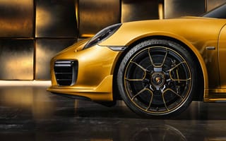 Картинка автомобиль, Porsche, золотой, колеса, дизайн, спорткар, фото