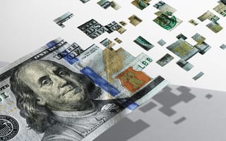 Картинка деньги, банкнота, доллары, финансы, разрушение, технологии, графика