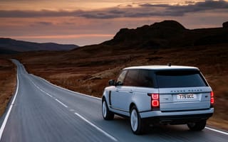 Картинка автомобиль, пейзаж, дорога, природа, закат, внедорожник, путешествие