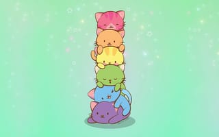 Картинка котята, мультфильм, обои, цветные, милые, животные, позитив