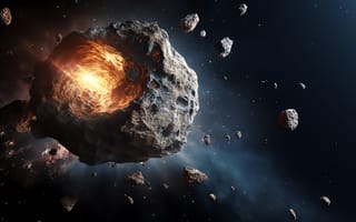 Картинка космос, астероид, взрыв, галактика, космический, небо, метеориты