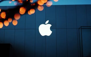 Картинка яблоко, логотип, технологии, магазин, ночь, свет, дизайн