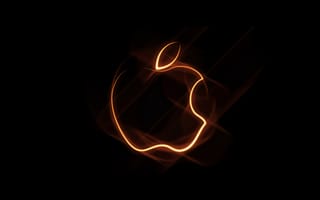 Картинка логотип, Apple, черный фон, свет, технологии, графика, обои