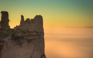 Картинка скала, закат, облака, природа, пейзаж, горы, туман