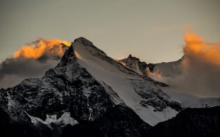 Картинка горы, природа, закат, облака, пейзаж, снег, высота