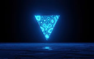 Картинка графика, абстракция, синий, треугольник, неон, фон, технологии
