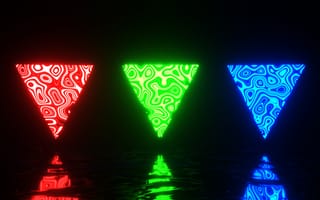 Картинка графика, абстракция, цвета, треугольники, неон, фоны, свет