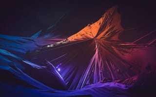 Картинка абстракция, горы, цвета, текстуры, свет, пейзаж, футуризм