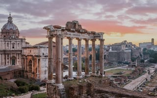 Картинка Рим, древность, архитектура, колонны, закат, история, пейзаж