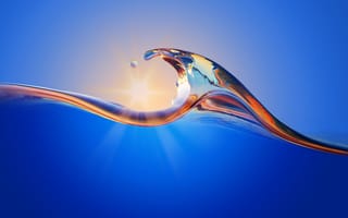 Картинка вода, волна, океан, солнце, гладь, природа, синий