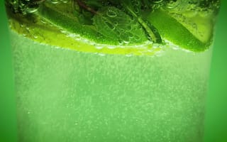 Картинка напиток, лимон, мохито, газировка, освежающий, зелёный, бubbles