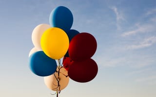 Картинка шары, праздник, небо, цвета, радость, декор, веселье