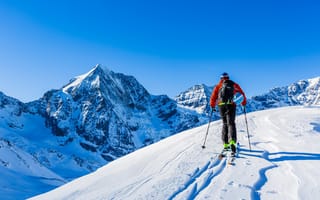 Картинка горные лыжи, зима, пейзаж, снег, горы, спорт, отдых