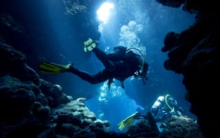 Картинка дайвинг, океан, подводный мир, погружение, кораллы, приключение, спорт