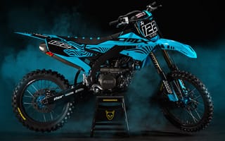 Картинка мотоцикл, спорт, техника, синий, дизайн, гонка, мотокросс