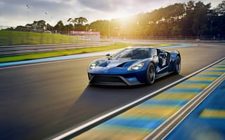Картинка автомобиль, спорткар, Ford, гонка, синий, трасса, дизайн, скорость, природа, фото