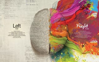Картинка мозг, искусство, креативность, анализ, цвет, левое полушарие, правое полушарие, абстракция, дизайн, графика