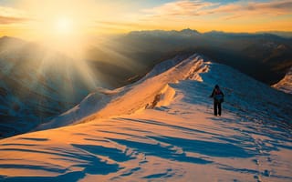 Картинка горы, снег, пейзаж, восход, туризм, природа, путешествие