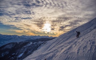 Картинка горы, снег, альпинизм, пейзаж, закат, приключение, природа
