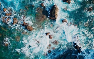 Картинка океан, волны, камни, природа, вода, пейзаж, море