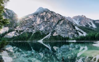 Картинка горы, озеро, природа, пейзаж, отражение, лес, солнце