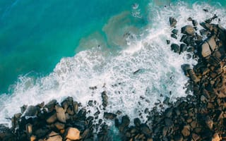 Картинка море, волны, камни, пейзаж, природа, океан, отдых