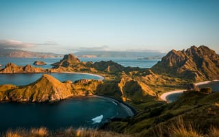 Картинка пейзаж, горы, море, природа, острова, закат, пейзажный, отдых