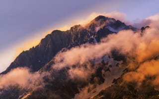 Картинка горы, природа, облака, закат, пейзаж, красота, ландшафт