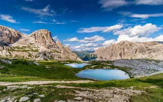 Картинка горы, озеро, природа, пейзаж, небо, зелень, доломиты