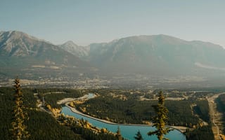 Картинка горы, природа, река, пейзаж, осень, лес, вид