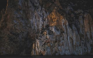 Картинка скалы, природа, пейзаж, ночь, горы, океан, темнота